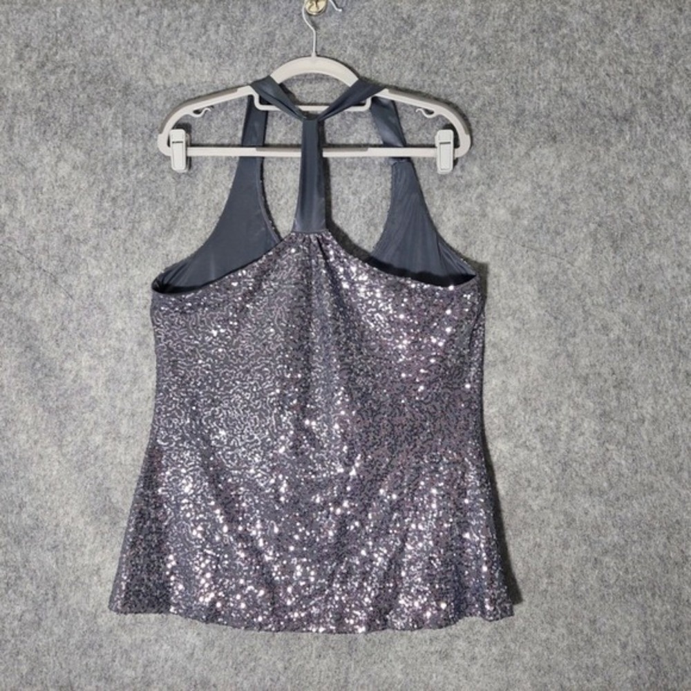 Express Top Women L Silver Metallic Twist Front Sleeveless Party Club Glam Y2K - Picture 6 of 9